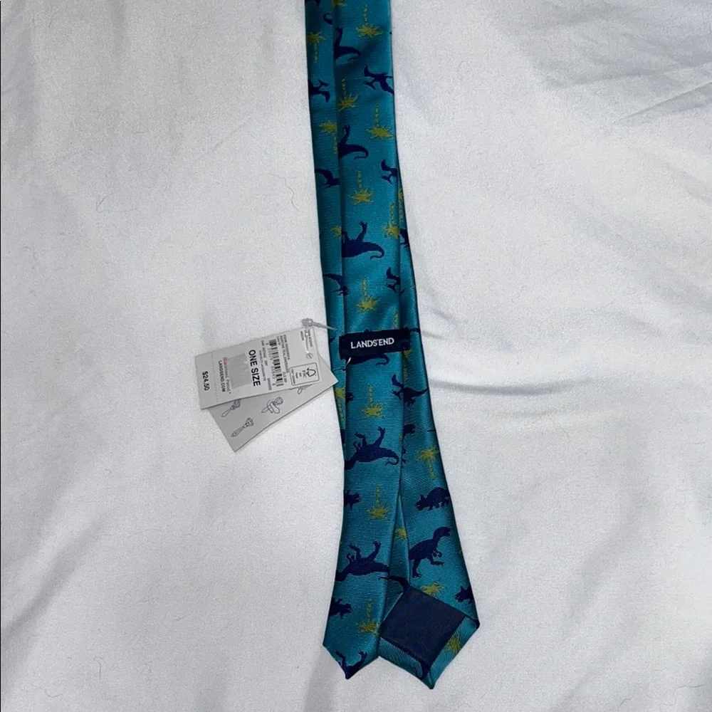 Lands' End Kids Dinosaur Tie - Teal and Navy
